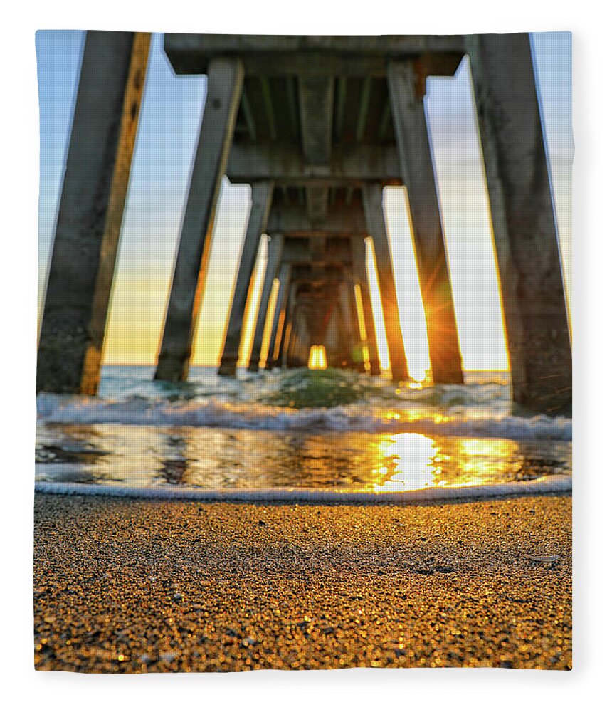 Mountain Fleece Blanket featuring the photograph Sunset at the Pier by Go and Flow Photos