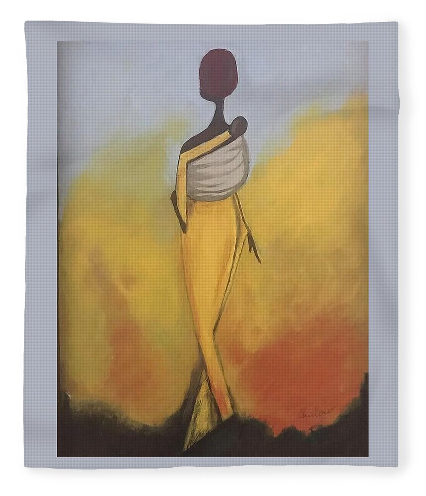  Fleece Blanket featuring the painting Sunset Babe by Charles Young