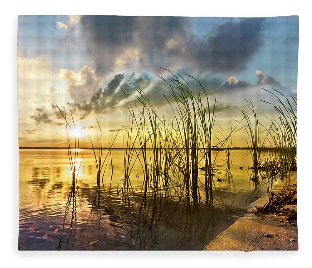 Clouds Fleece Blanket featuring the photograph Sunset Breezes by Debra and Dave Vanderlaan