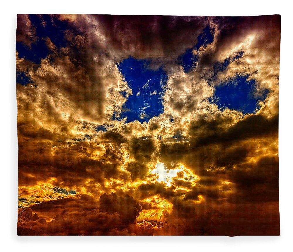 Sunset Fleece Blanket featuring the photograph Sunset Clouds by Dave Zumsteg