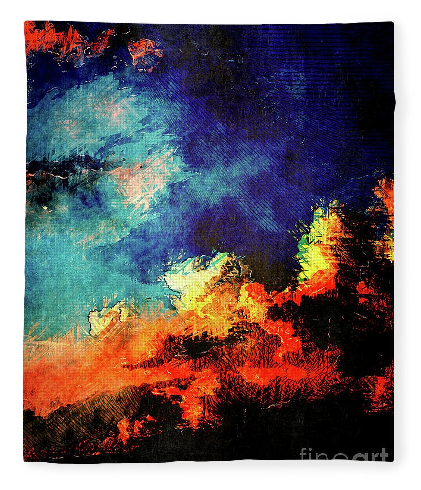 Sunset Fleece Blanket featuring the digital art Sunset Clouds by Phil Perkins