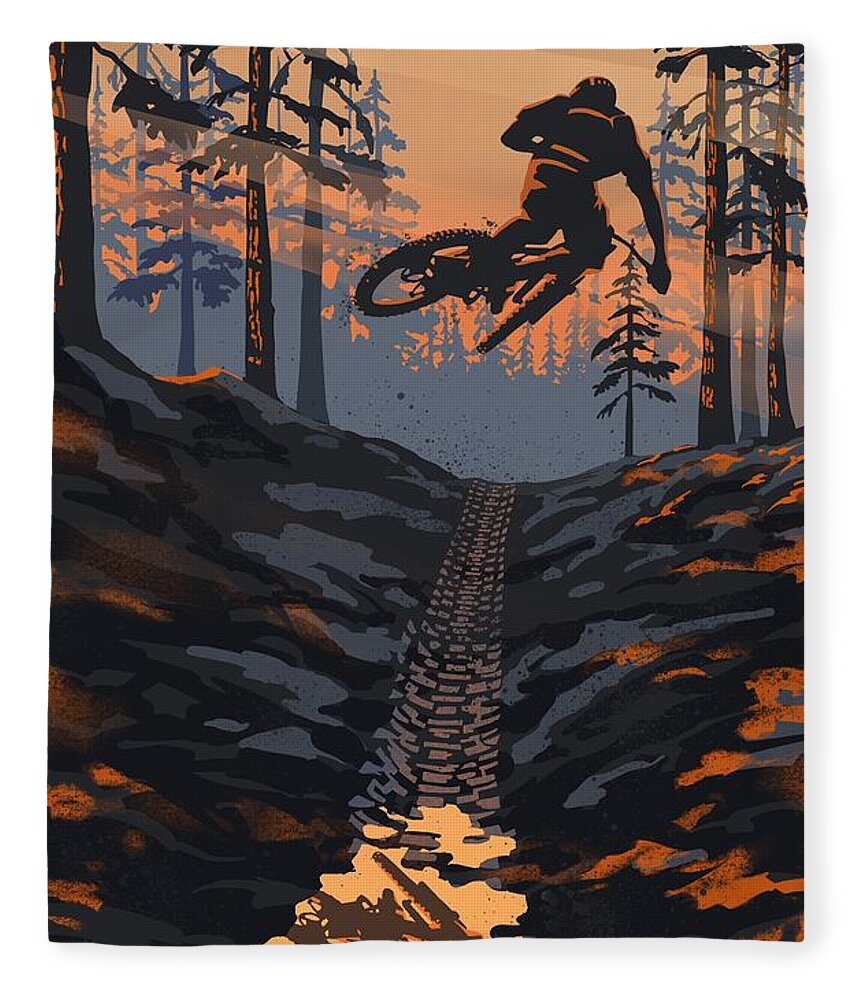 Cycling Art Fleece Blanket featuring the painting Dirt Jumper by Sassan Filsoof
