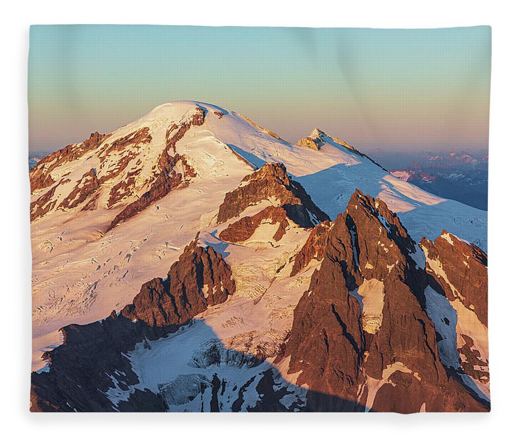 Mount Baker Fleece Blanket featuring the photograph Sunset Gold by Michael Rauwolf