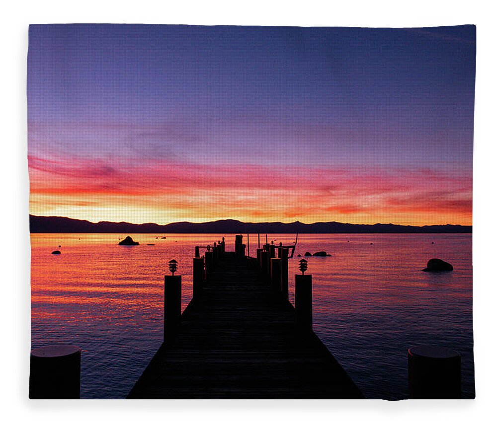 Sunset Fleece Blanket featuring the photograph Sunset in Lake Tahoe by Aileen Savage