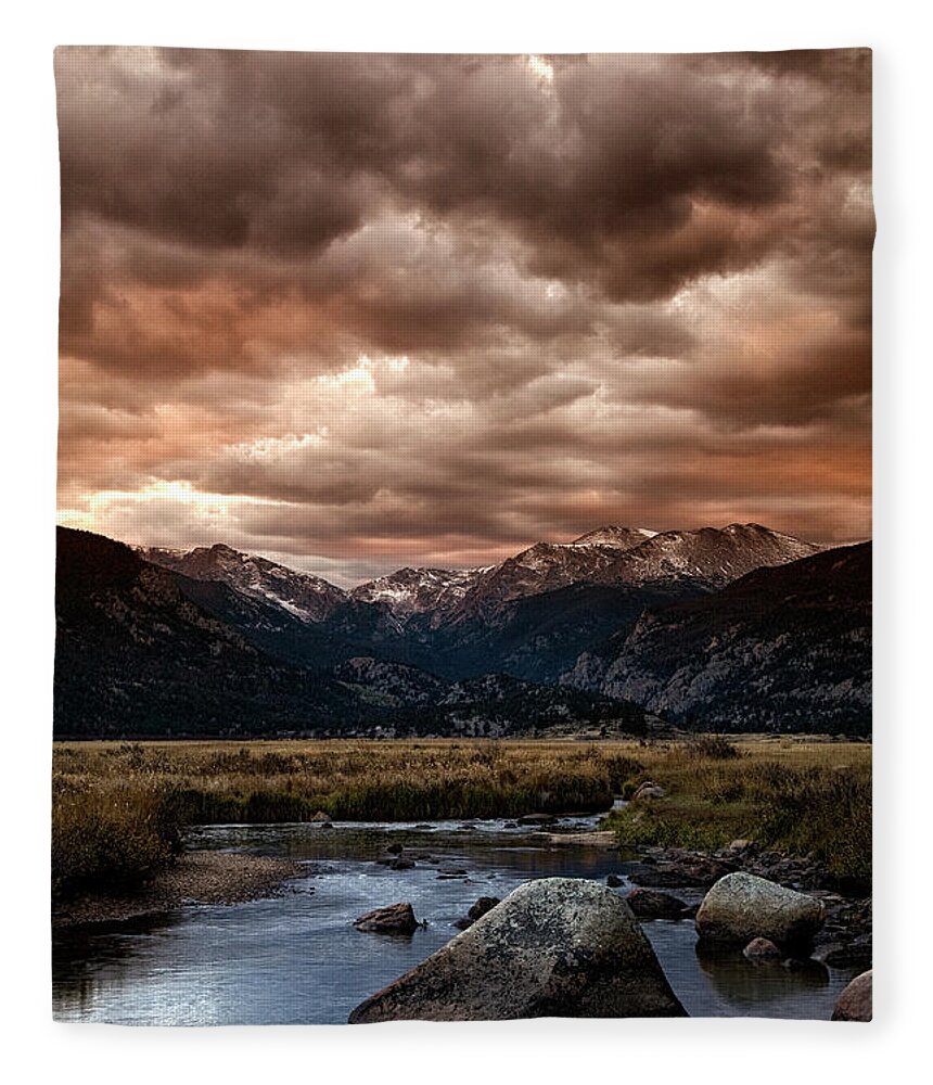 Mountains Fleece Blanket featuring the photograph Sunset in the Mountains by Timothy Johnson