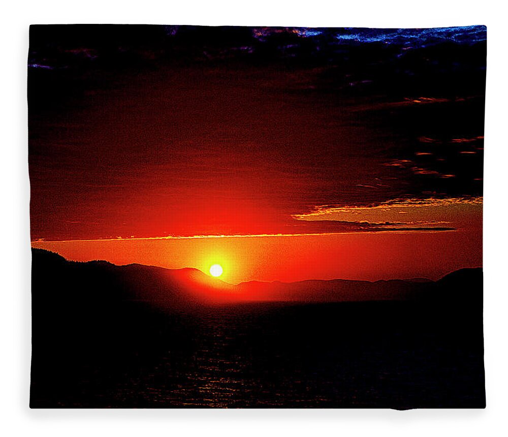 Sunset Fleece Blanket featuring the digital art Sunset - Inside Passage Alaska by SnapHappy Photos