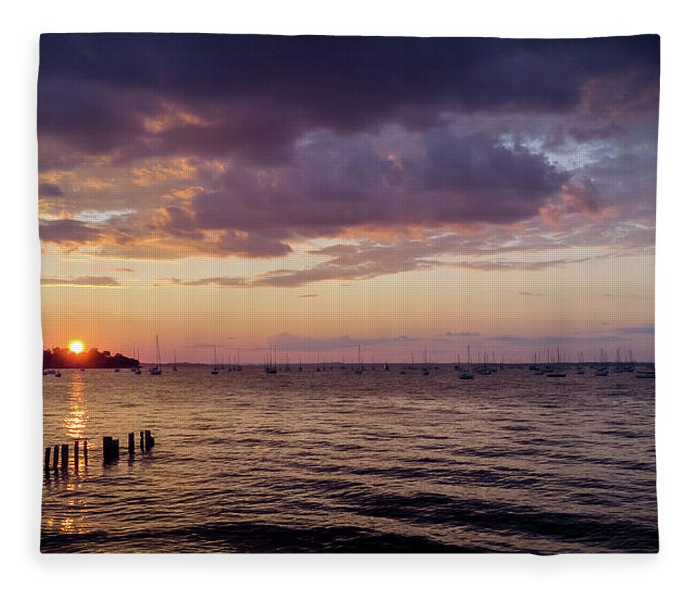 Nj Shore Photography Fleece Blanket featuring the photograph Sunset - Keyport, NJ by Steve Stanger