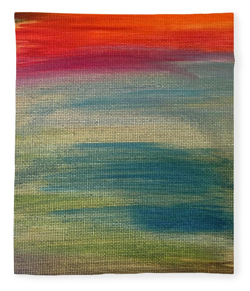 Oil Fleece Blanket featuring the painting Sunset by Lisa White