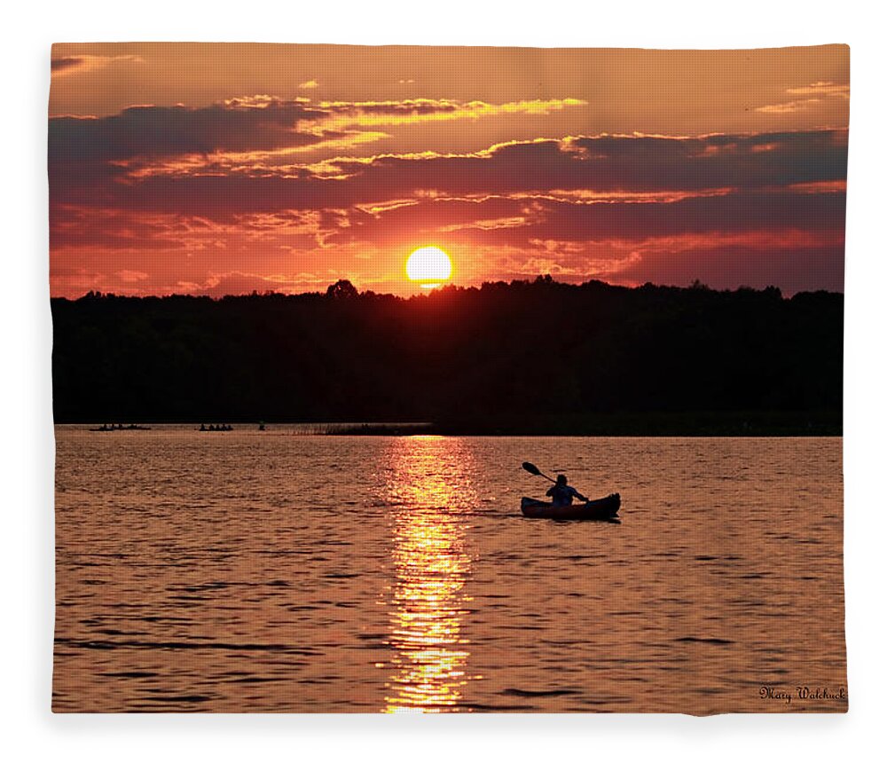 Lake Fleece Blanket featuring the photograph Sunset on Nimisila Lake by Mary Walchuck