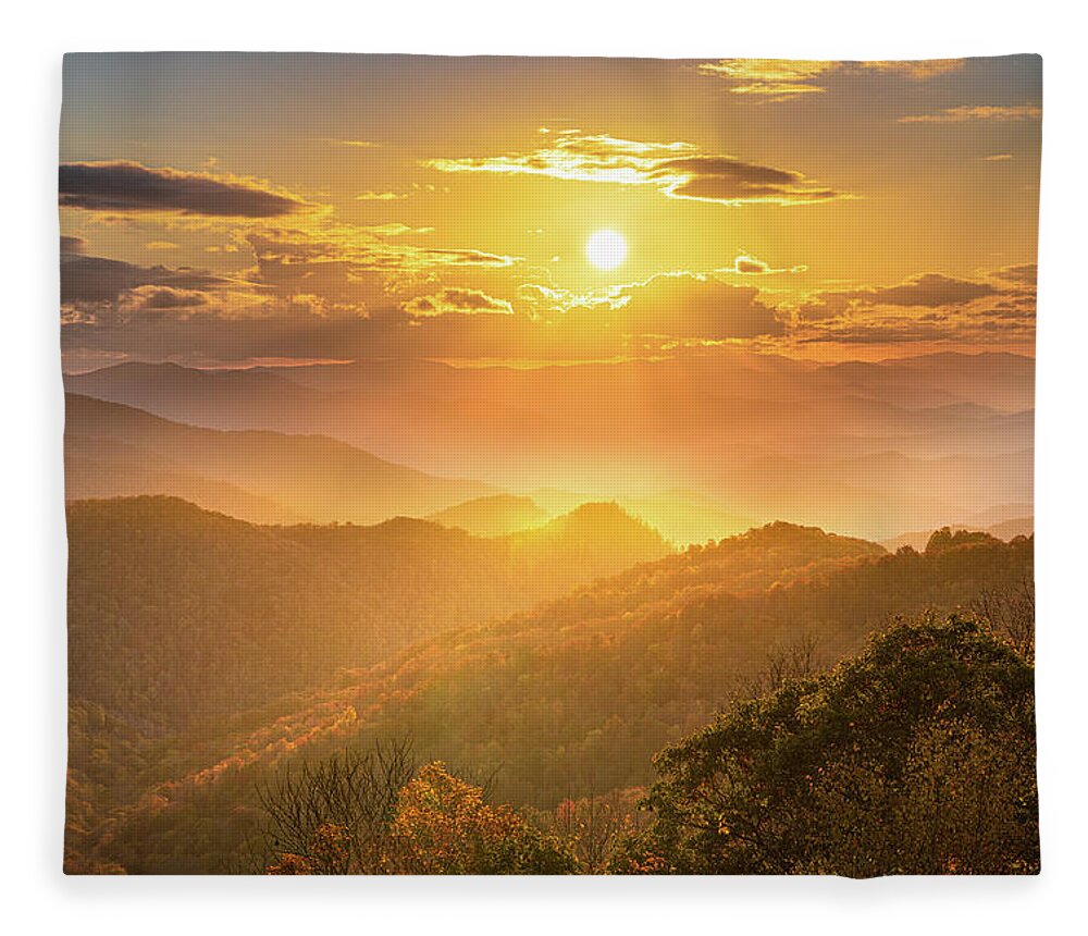 Maggie Valley Fleece Blanket featuring the photograph Sunset On The Blue Ridge Parkway by Jordan Hill