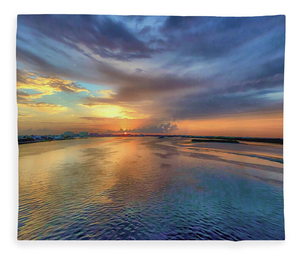 Marco River Fleece Blanket featuring the photograph Sunset on The Marco River by Debra Kewley