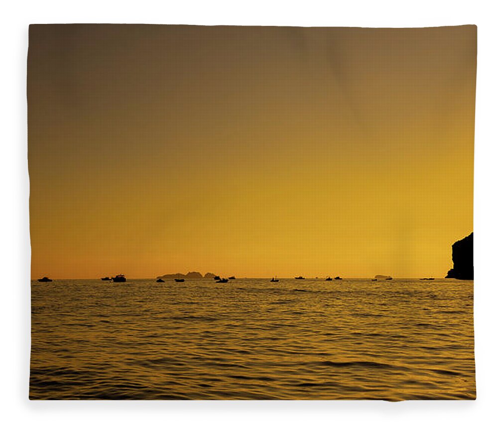 Amalfi Fleece Blanket featuring the photograph Sunset On The Sea by David Downs