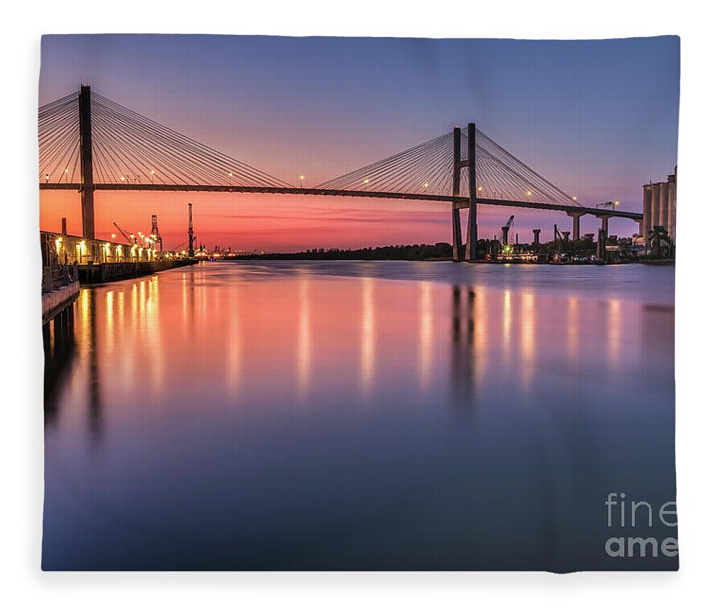 Sunset Fleece Blanket featuring the photograph Sunset over Savannah River II by Shelia Hunt