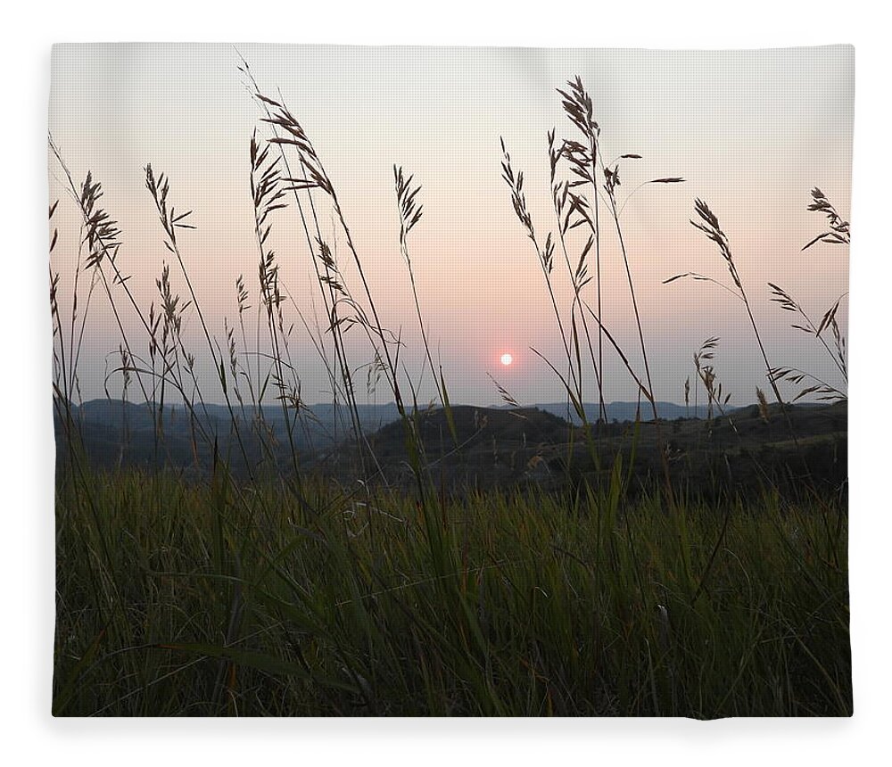 Sunset Fleece Blanket featuring the photograph Sunset Through The Grass by Amanda R Wright