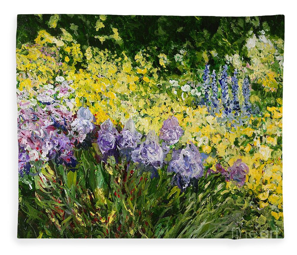 Landscape Fleece Blanket featuring the painting Sunshine Blossoms by Allan P Friedlander