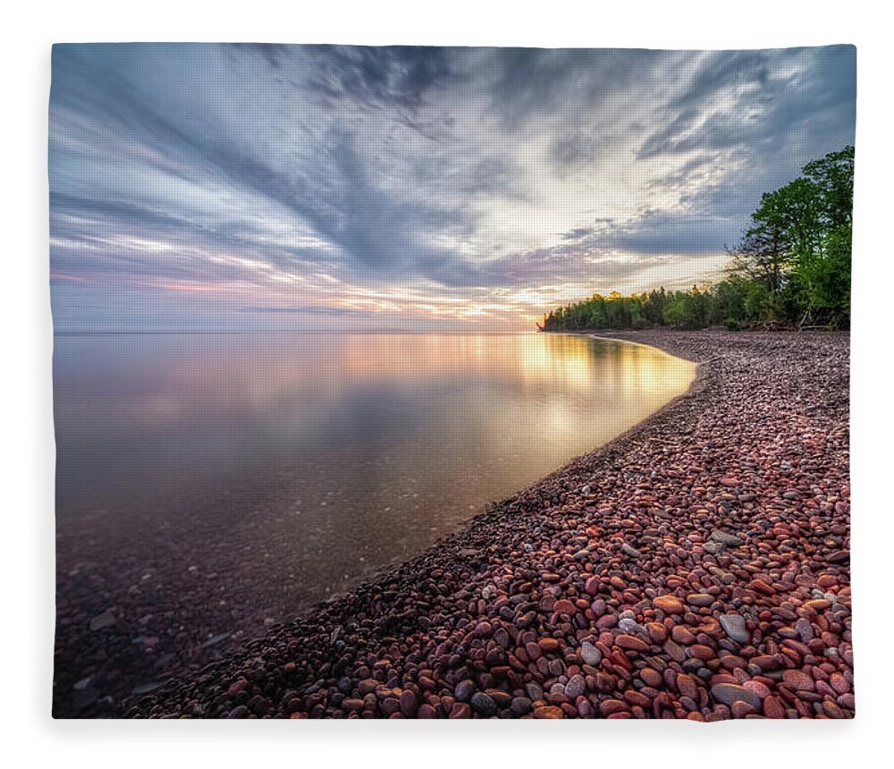 Lake Superior Fleece Blanket featuring the photograph Superior Shoreline by Brad Bellisle