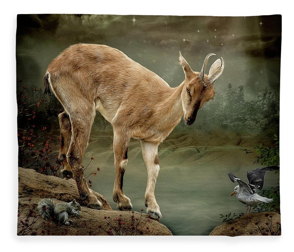 Goat Fleece Blanket featuring the digital art Sure Footed by Maggy Pease