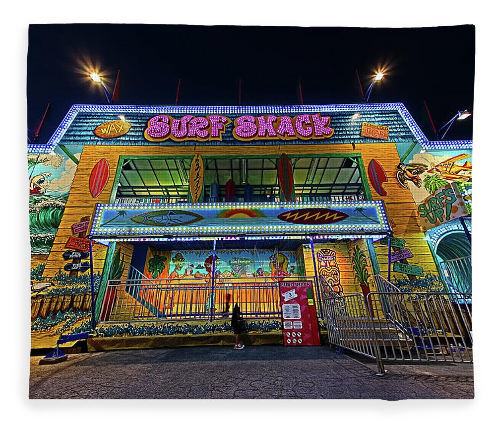 Carnival Fleece Blanket featuring the photograph Surf Shack-Digital Art by Steve Templeton