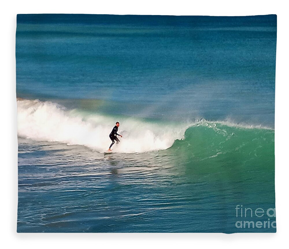Surf Fleece Blanket featuring the photograph Surfing Rainbows by Dani McEvoy
