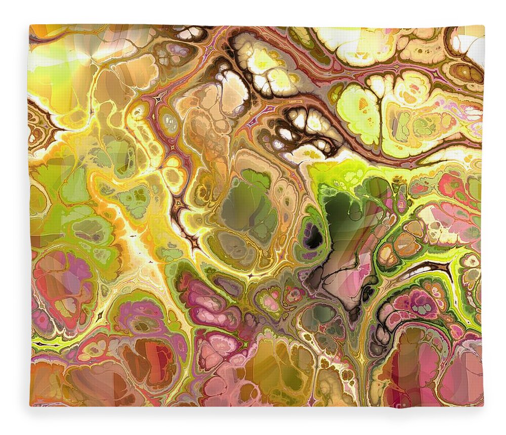 Colorful Fleece Blanket featuring the digital art Suroto - Funky Artistic Colorful Abstract Marble Fluid Digital Art by Sambel Pedes