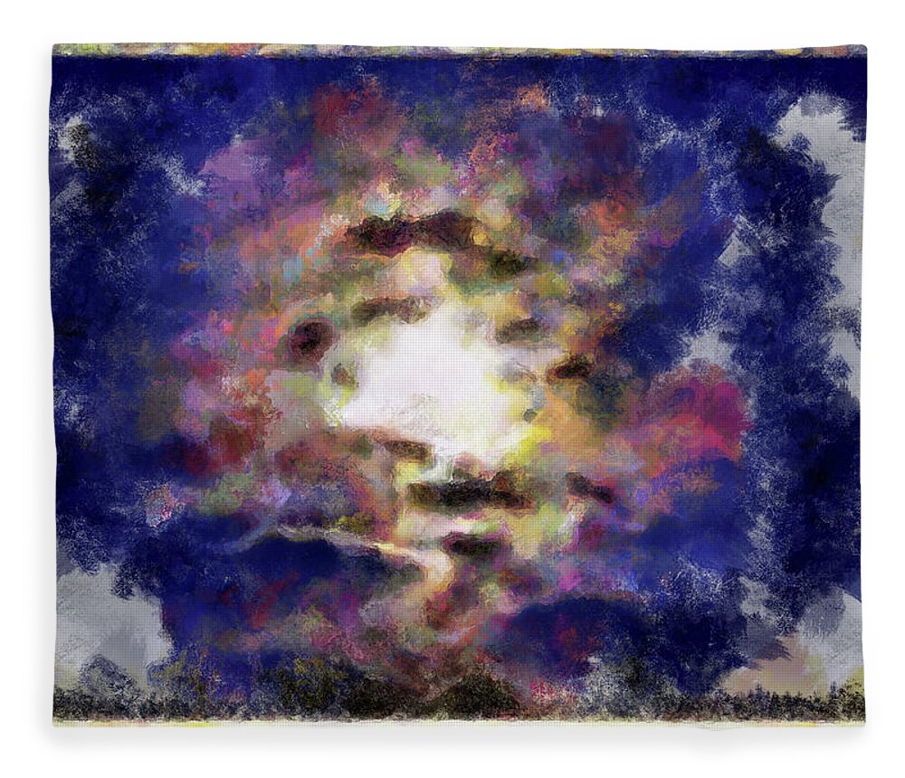Moon Fleece Blanket featuring the mixed media Surreal Moonscape by Christopher Reed