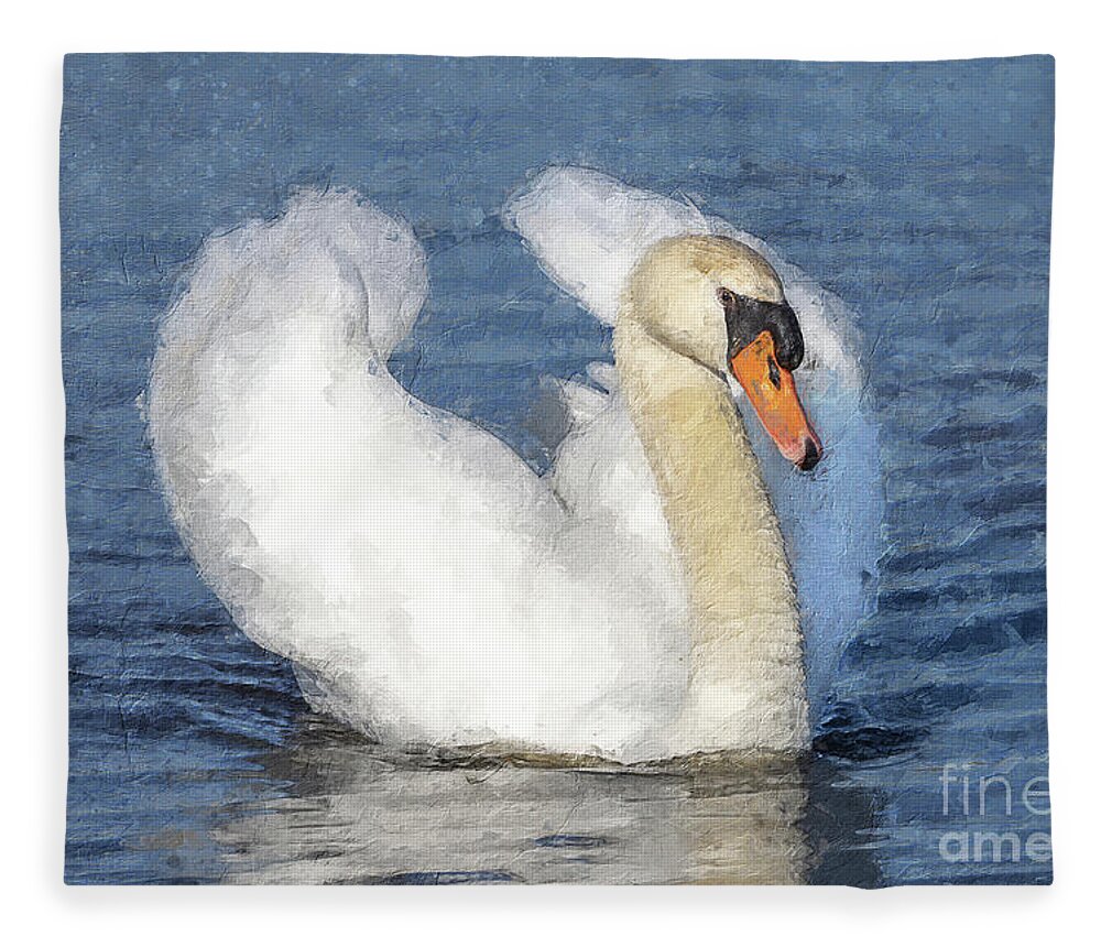 Paint Fleece Blanket featuring the photograph Swan paint by MPhotographer