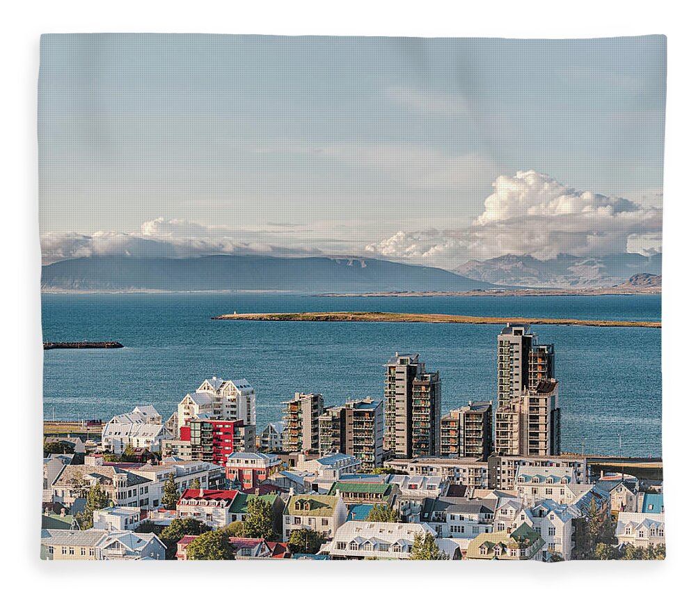 Iceland Fleece Blanket featuring the photograph Sweeping Seascape Iceland Harbor by Marianne Campolongo