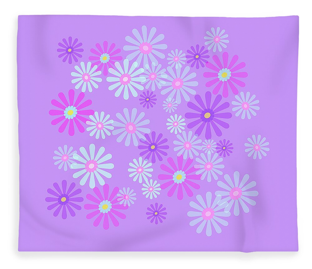 Pink Fleece Blanket featuring the digital art Sweet Purple Daisies of Spring by Marianne Campolongo