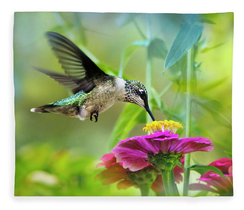 Hummingbird Fleece Blanket featuring the photograph Sweet Success by Christina Rollo