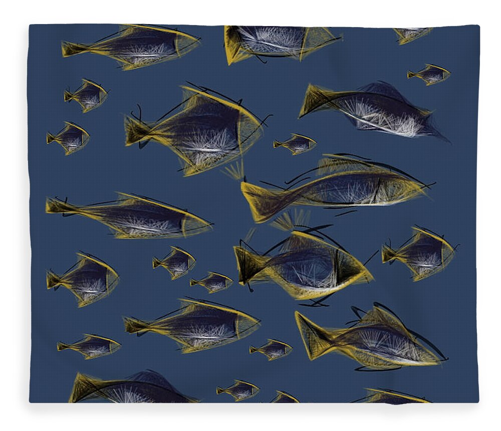 Swiming Fleece Blanket featuring the digital art Swimmers by Ljev Rjadcenko