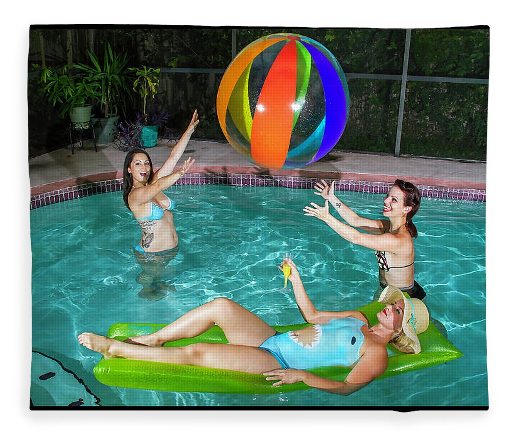 Cosplay Fleece Blanket featuring the photograph Swimming Pool Pinup by Christopher W Weeks