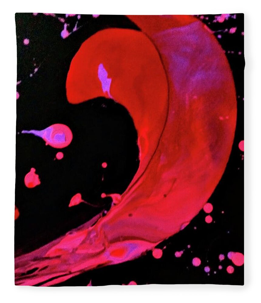 Red Fleece Blanket featuring the painting Swoosh by Anna Adams