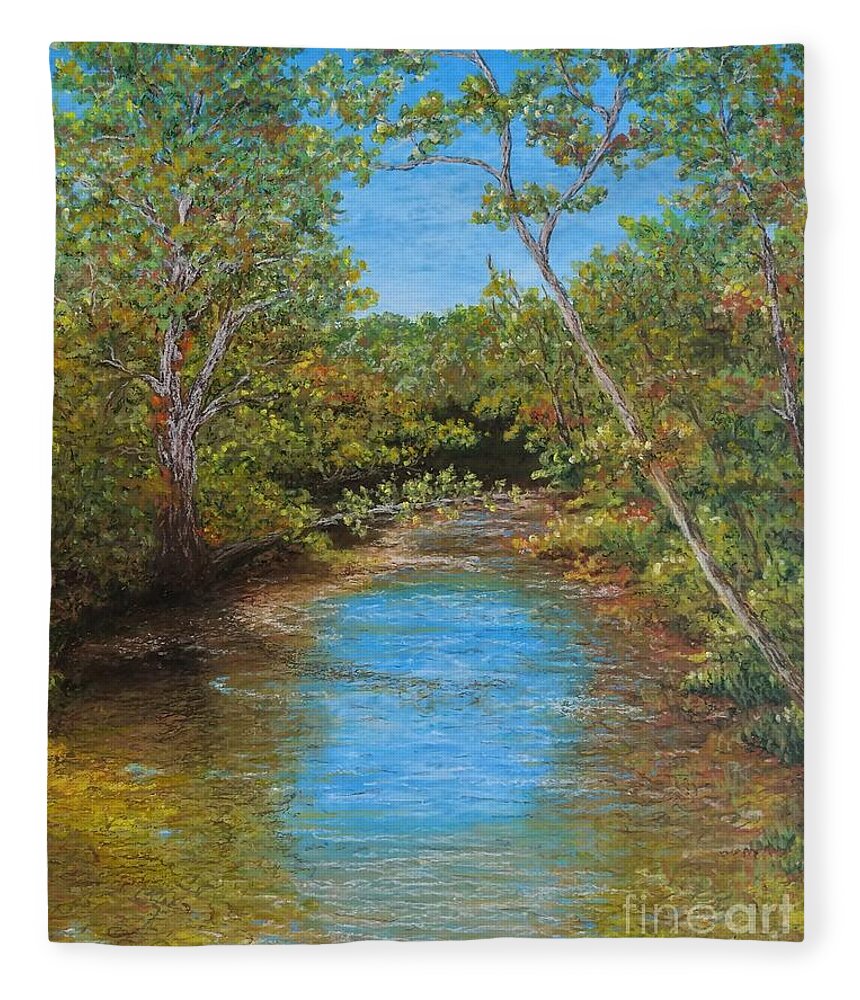 Autumn Fleece Blanket featuring the pastel Sycamores of Wilson Bridge by Lisa Bliss Rush