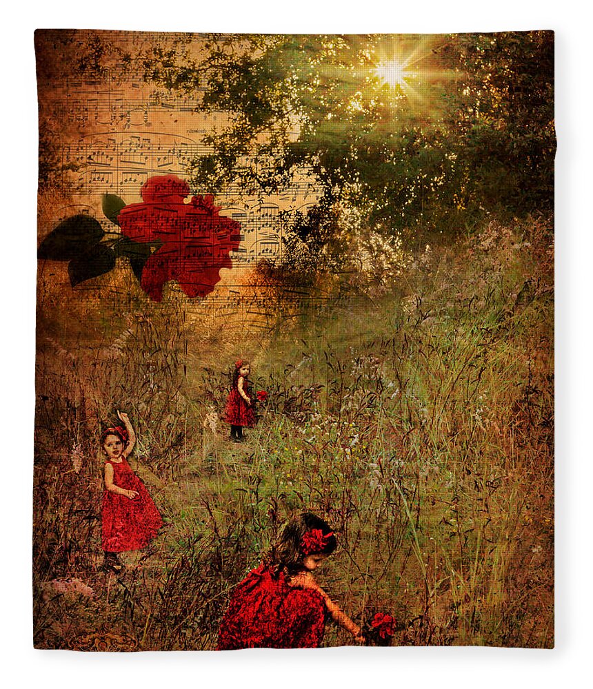  Fleece Blanket featuring the photograph Sydney and the Red Flower by Shara Abel