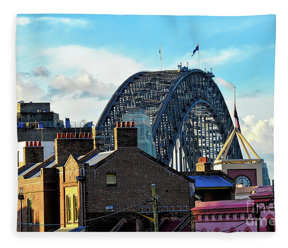 Cityscape Fleece Blanket featuring the photograph Sydney Harbour Bridge Northern View by Diana Mary Sharpton