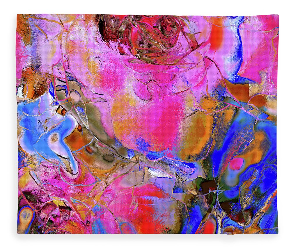 Abstract Fleece Blanket featuring the painting Symphony in Pink by Natalie Holland