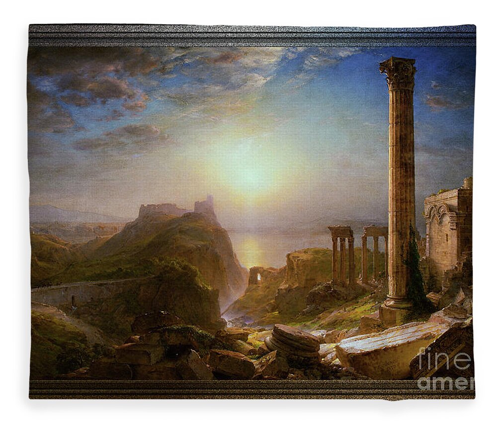 Syria By The Sea Fleece Blanket featuring the painting Syria by the Sea by Frederic Edwin Church by Rolando Burbon