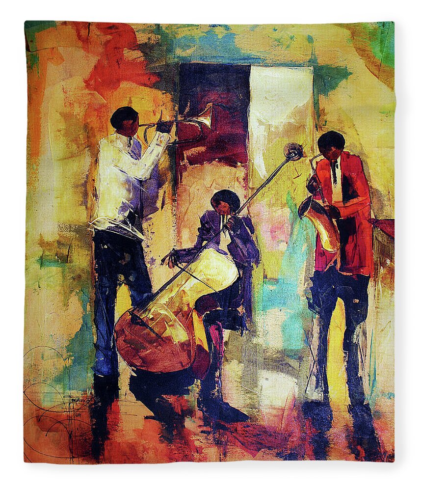 Nni Fleece Blanket featuring the painting Take It Away by Ndabuko Ntuli