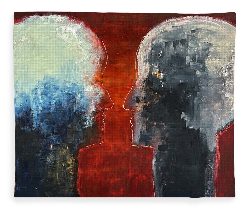 Acrylic. Dry Wall Fleece Blanket featuring the painting Talking Heads by David Euler