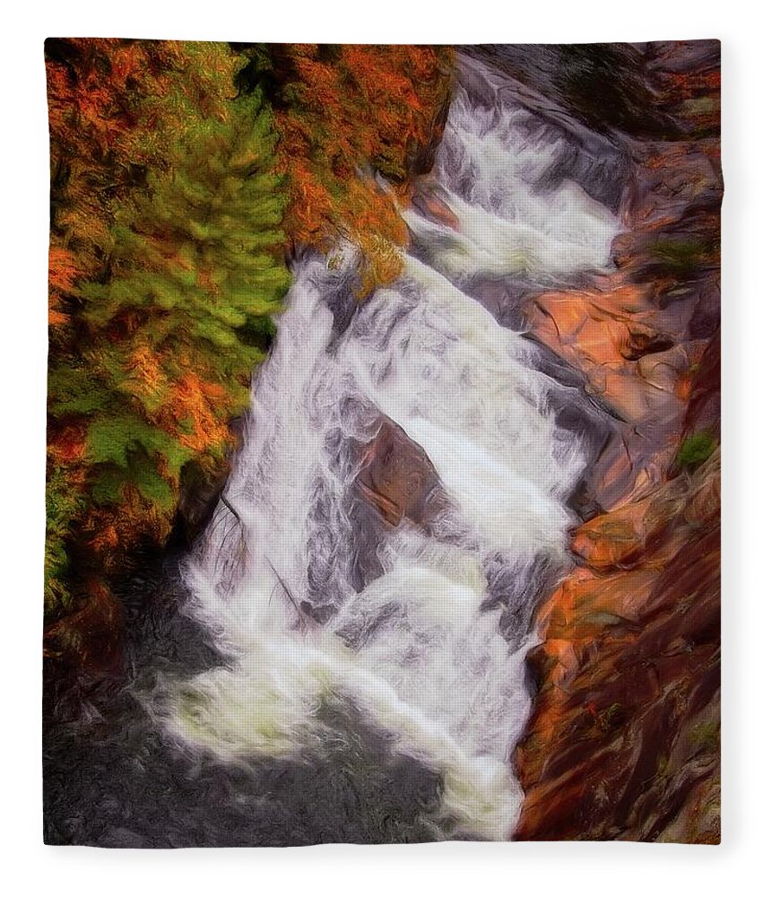 River Fleece Blanket featuring the photograph Tallulah Gorge Falls Autumn by Marjorie Whitley
