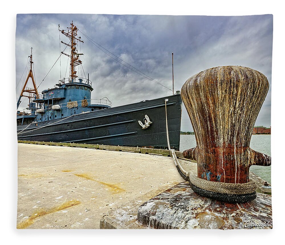 Ship Fleece Blanket featuring the photograph Tamaroa Zuni Berthed by Christopher Holmes