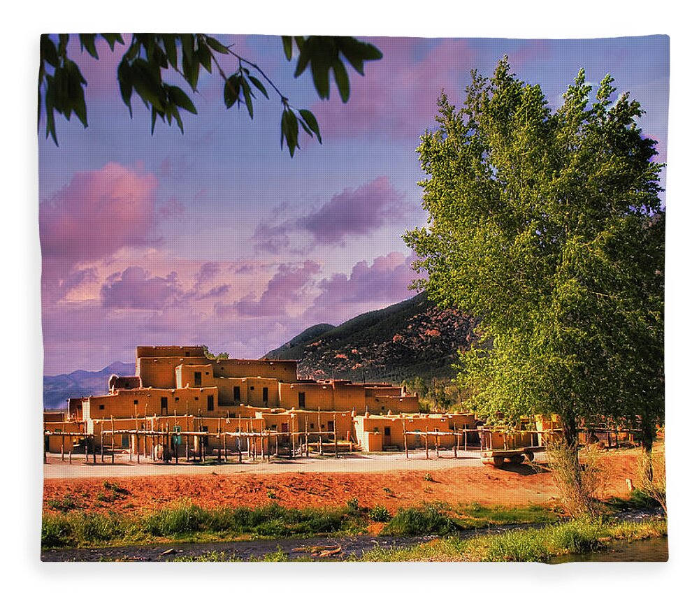 Landscapes Fleece Blanket featuring the photograph Taos Pueblo by Micah Offman