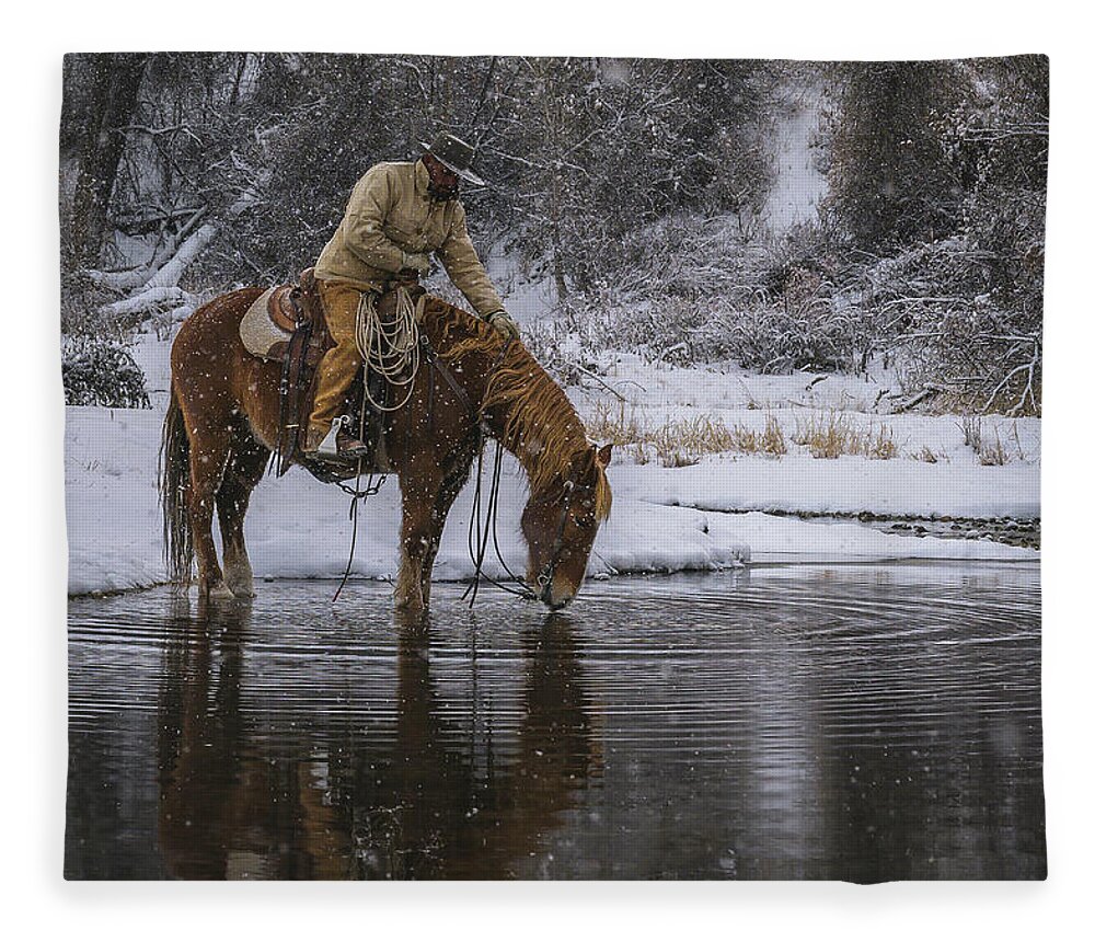 Horse Fleece Blanket featuring the photograph Tap the Water by Laura Hedien