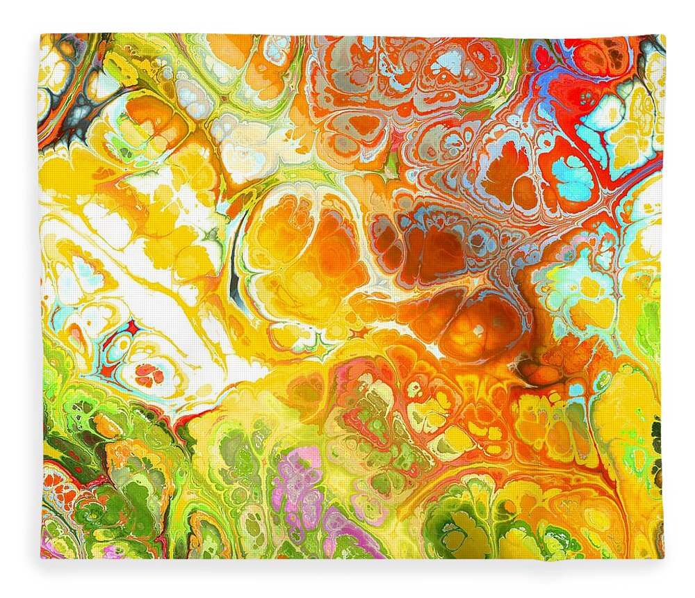Colorful Fleece Blanket featuring the digital art Tariman - Funky Artistic Colorful Abstract Marble Fluid Digital Art by Sambel Pedes