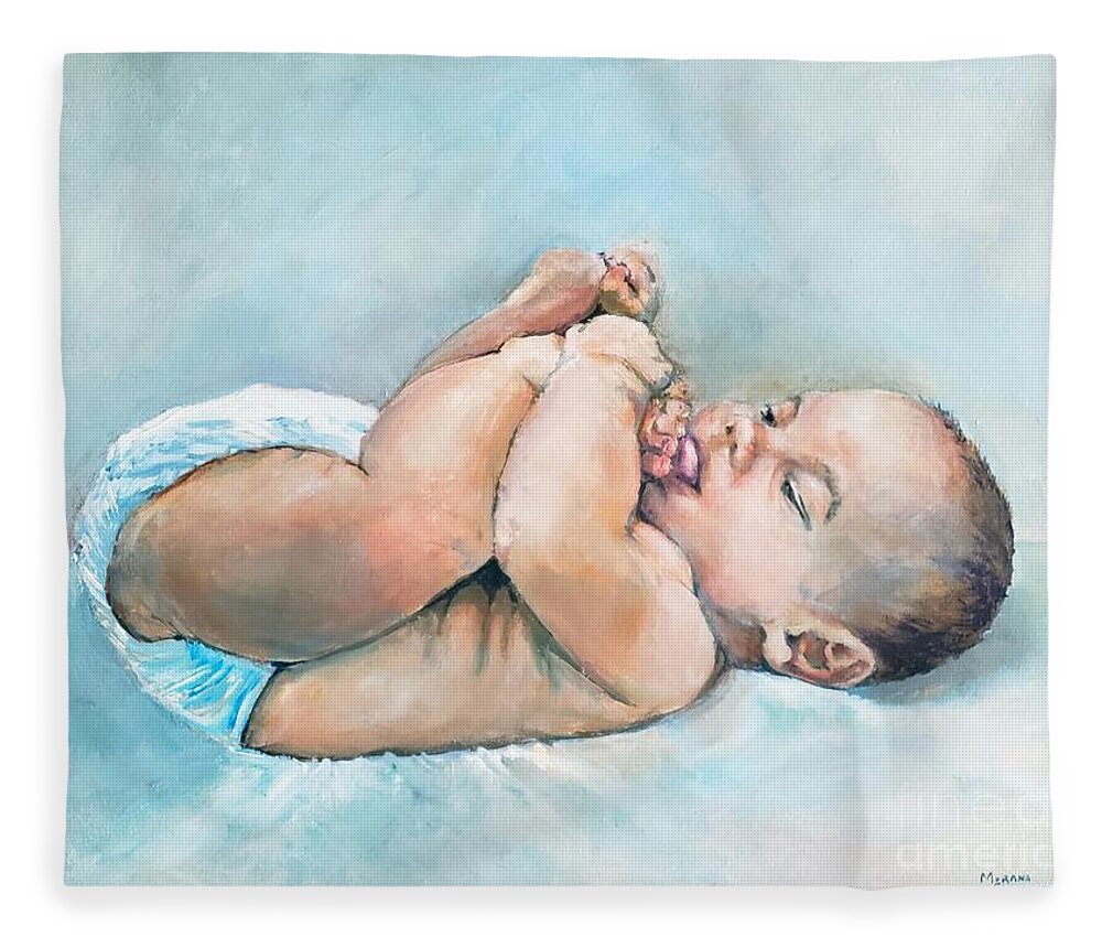  Infant Fleece Blanket featuring the painting Tasty Toes by Merana Cadorette