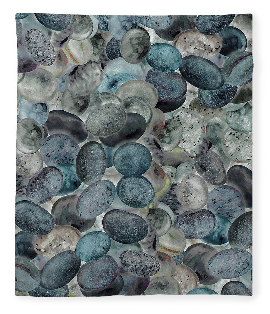 Beach Rocks Fleece Blanket featuring the painting Teal Beach Rocks Collection Watercolor I by Irina Sztukowski