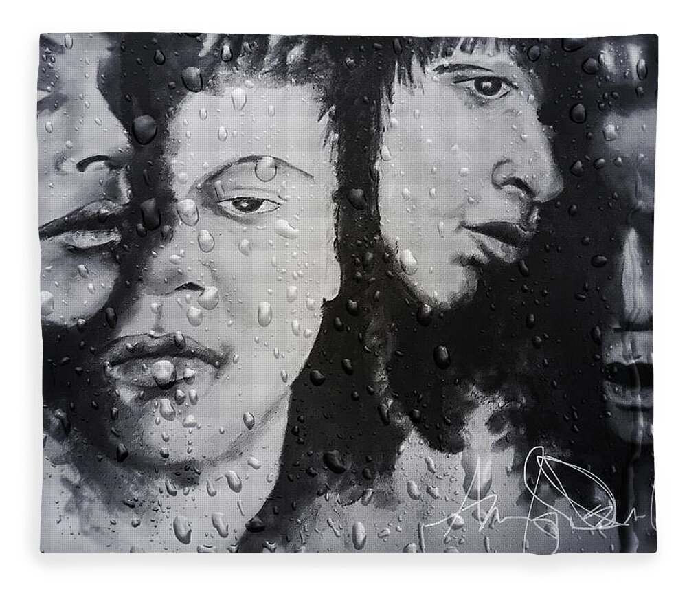  Fleece Blanket featuring the mixed media Tears for Fears by Angie ONeal