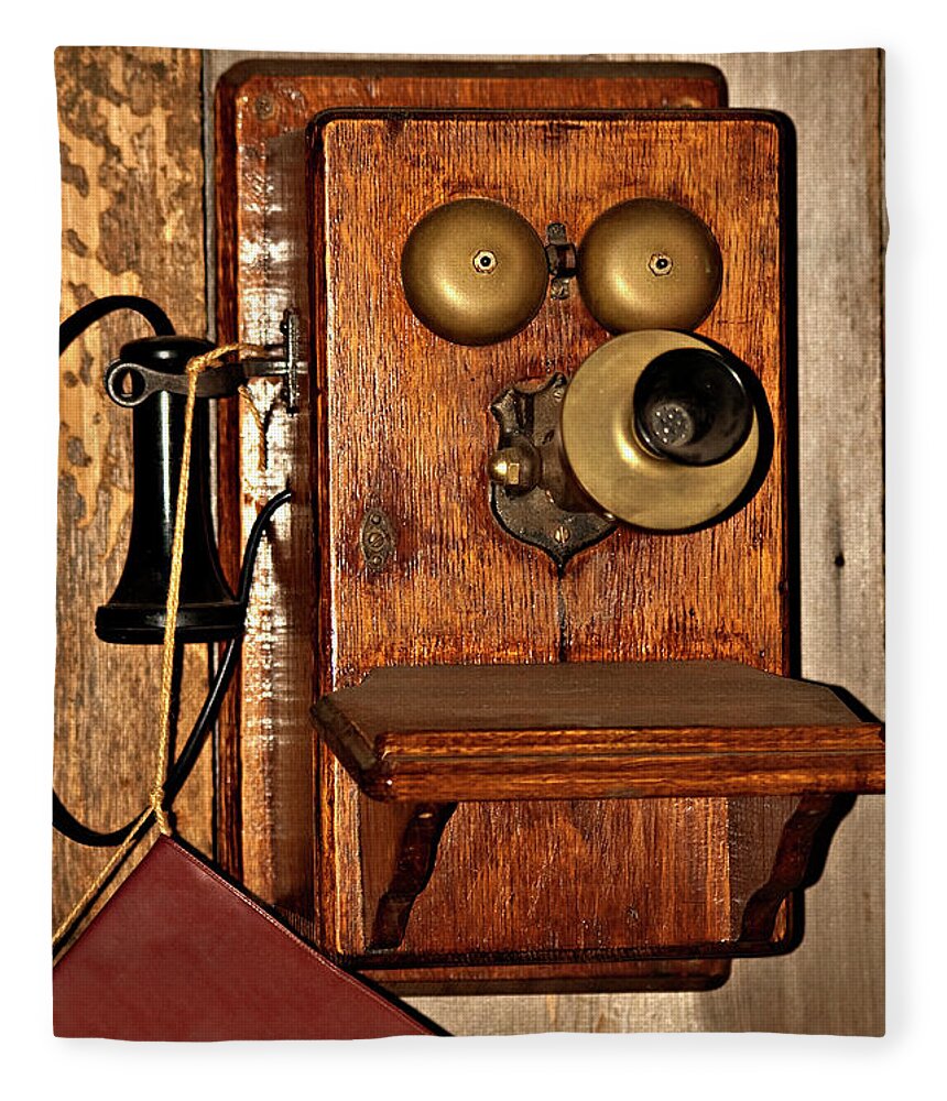 Phone Fleece Blanket featuring the photograph Telephone Old Fashioned by Carolyn Marshall