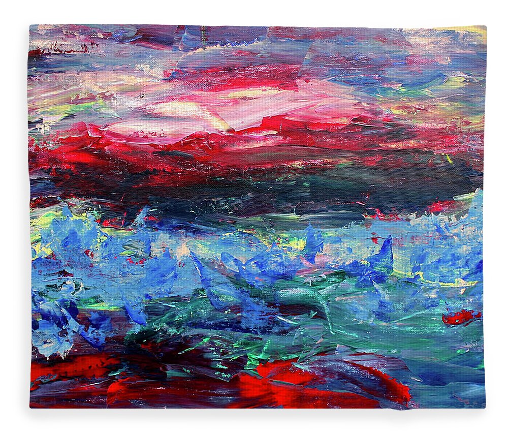Ocean Fleece Blanket featuring the painting Tempest by Teresa Moerer