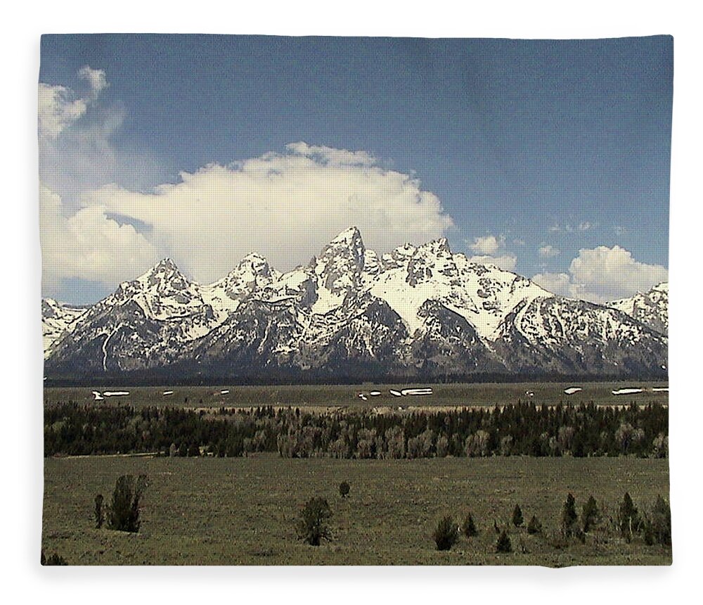Mountain Fleece Blanket featuring the photograph Teton Mtn Range by Carl Moore